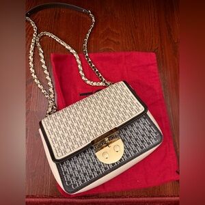 Carolina Herrera Black/Dark Brown and Cream Crossbody Bag